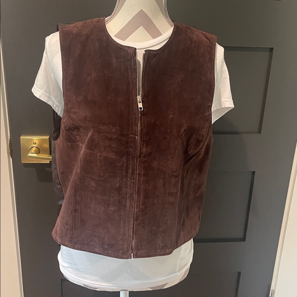 Marsh Landing Vintage Biker Western Suede Leather Vest Size S